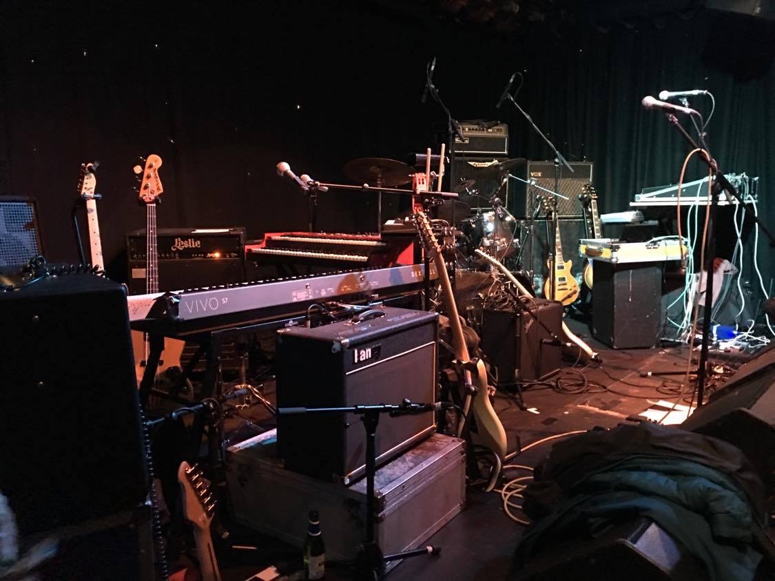 our gear onstage at the A Certain Ratio show